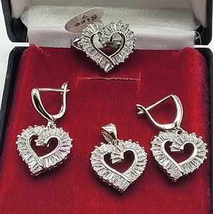 💕Heart necklace, earrings & ring